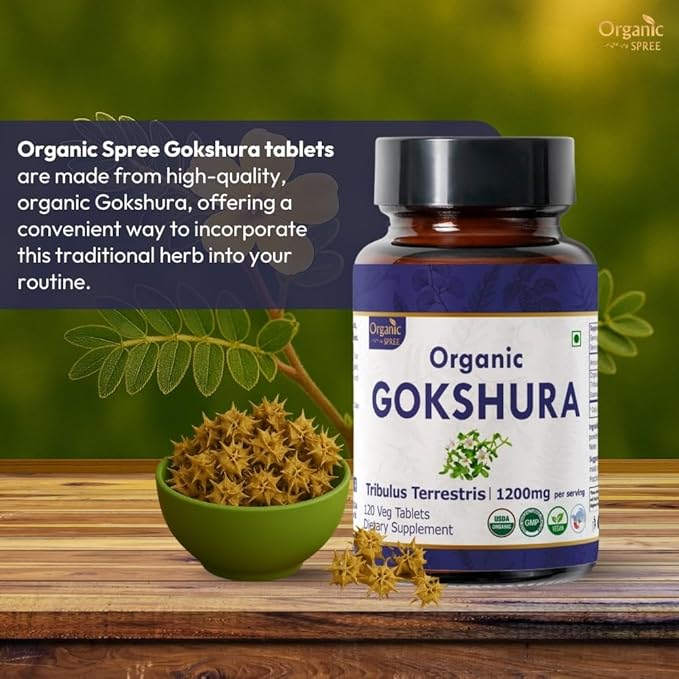 GOKSHURA 120 Tablets | Tribulus Terrestris (Gokshura) | USDA Organic Certified| Supports Immunity and Strength | Organic and Natural 120tab