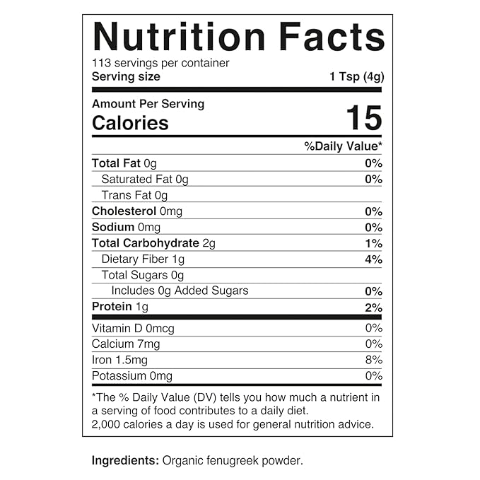 Vitamatic Certified USDA Organic Fenugreek 1 Pound (16 Ounce) (Seeds)