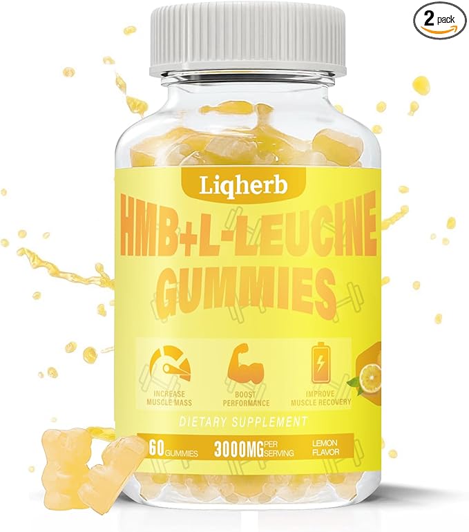 HMB and Leucine Supplements 3000mg, HMB L-Leucine Gummies for Adults, Muscle Recovery, Increase, Improve Endurance, Non GMO, Vegan,Gluten Free, 120