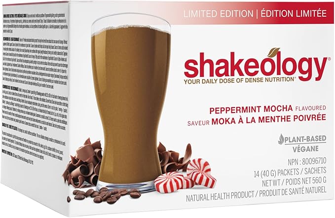 BODi Shakeology Plant Based Protein Powder Blend – Gluten-Free Shake with Vitamins and Minerals – Helps Support Weight Loss, Lean Muscle, Gut Health - Peppermint Mocha - 14 Servings