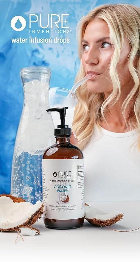 Pure Inventions Coconut Water - Water Enhancer Drops - Electrolyte Hydration - No Sugar, Calories, or Artificial Sweeteners - 30 Servings, 1 oz