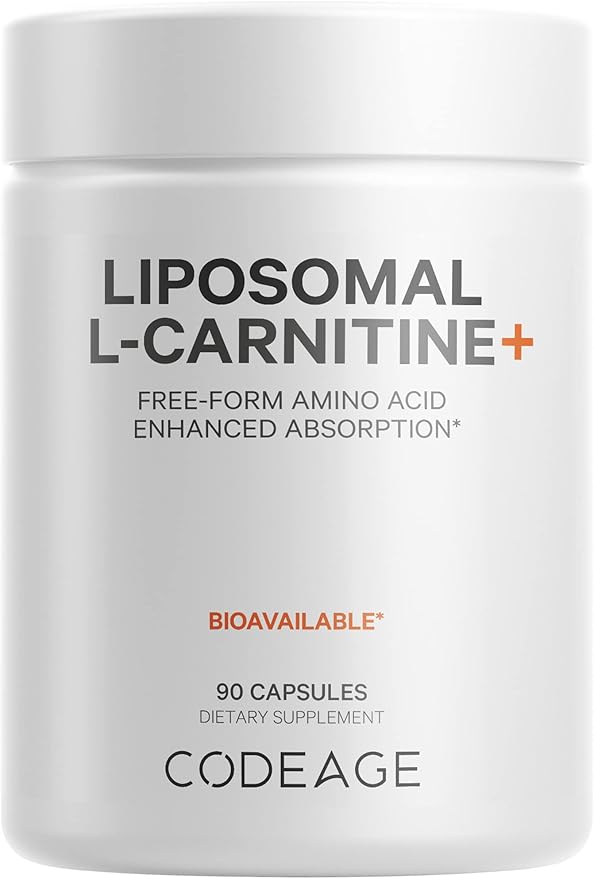 Codeage Liposomal L-Carnitine+ Supplement - 500 mg L-Carnitine L-Tartrate per Serving - Free-Form Amino Acid - Carnitine - Liposomal Delivery - Vegan, Non-GMO, Gluten-Free - 90 Capsules