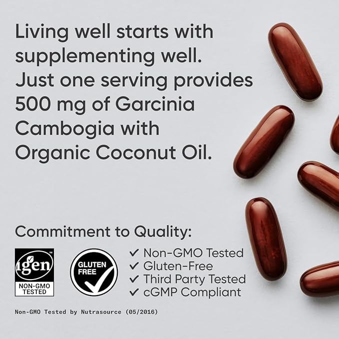 Sports Research Garcinia Cambogia Extract (60% HCA) with Extra Virgin Organic Coconut Oil | Non-GMO, Soy & Gluten Free (180 Liquid Softgels)