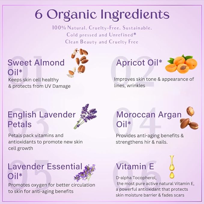 SAFA Lavandé Oil for Face, Body, Hair & Nails - English & French Lavender Essential Oil for Cuticles | Skin Moisturizer | After Shower Scented Body Oil for Long Lasting Fragrance | 4 Fl Oz