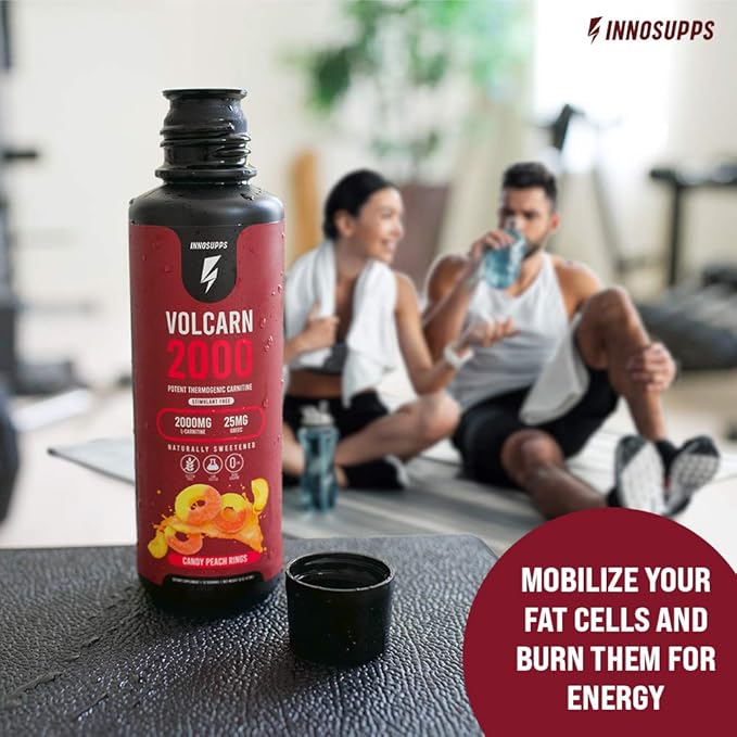 InnoSupps Volcarn 2000 - L-CARNITINE Advanced Energy Liquid | ATP Enhancer with GBEEC | Boosts Energy, Enhances Focus, Caffeine Free, No Artificial Sweeteners | 32 Servings (Sour Kids Candy)