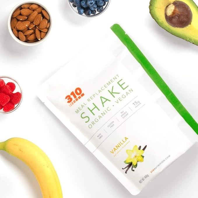 310 Nutrition Vegan Organic Plant Protein Powder and Meal Replacement Shake Gluten, Dairy and Soy Free - 0g of Sugar (14 Servings, ORGANIC VANILLA)