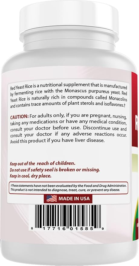Best Naturals Red Yeast Rice 1200 Mg Tablet for Healthy Cholesterol Level, 60 Count (Pack of 6)