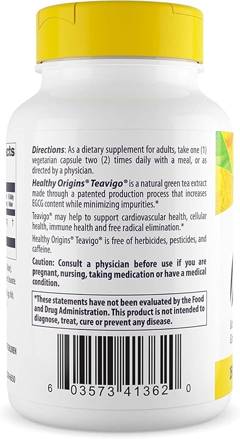 Healthy Origins Teavigo 150 mg (94% Egcg, Green Tea Extract, Non-GMO, Gluten Free, Antoixidant), 60 Veggie Caps