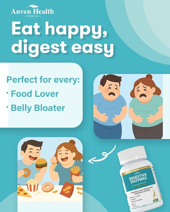 Digestive Enzymes with Probiotics & Prebiotics for Women Men โ Probiotic Multi Enzyme for Digestive Health, Constipation, Gas, Bloating Relief & Gut Support | 90 Capsules