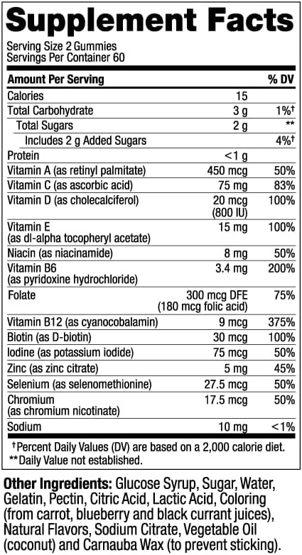 OLLY Men's Multivitamin Gummy, Immune Support, Vitamins A, C, D, E, B, Lycopene, Zinc, BlackBerry, 60 Day Supply - 120 Count