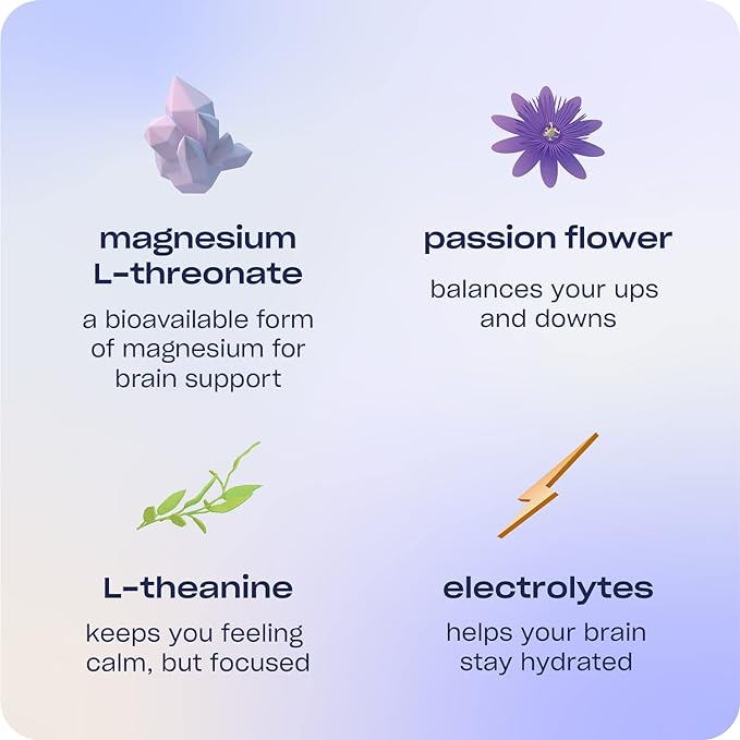 Recess Mood Powder, Calming Magnesium L-Threonate Blend with Passion Flower, L-Theanine, Electrolytes, Magnesium Calm Support Powder Supplement