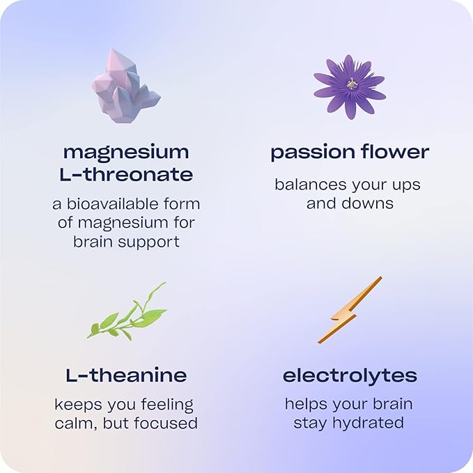 Recess Mood Powder, Calming Magnesium L-Threonate Blend with Passion Flower, L-Theanine, Electrolytes, Magnesium Calm Support Powder Supplement - Gradient Berry 28 Serving Tub
