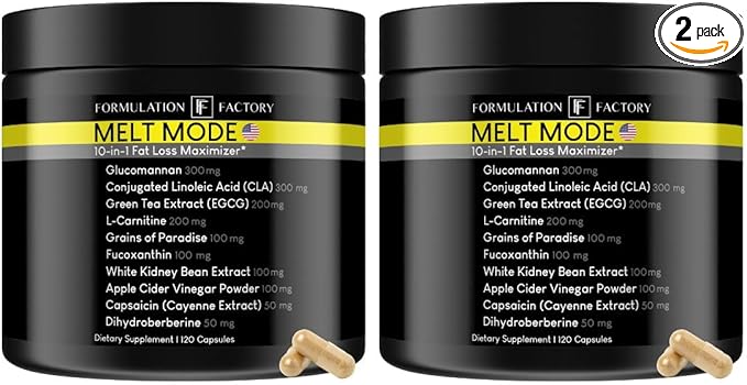 Melt Mode 10 in 1 Weight Management Supplement, Metabolism Booster & Natural Appetite Suppressant, Infused with Green Tea, L-Carnitine, CLA, Glucomannan & More 240 Count (Pack of 2)