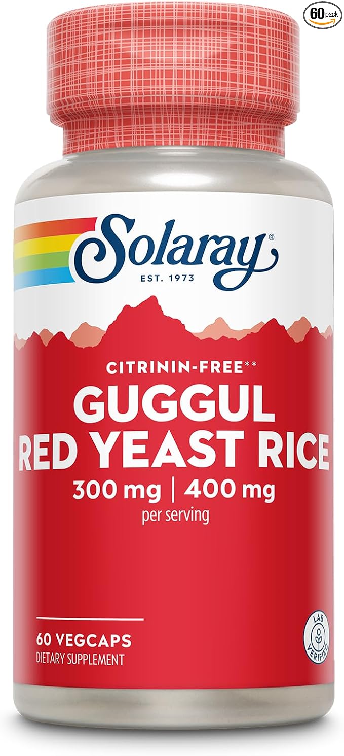 SOLARAY Guggul Gum Extract & Red Yeast Rice | Healthy Cardiovascular Function Support | Ancient Chinese Medicine & Ayurvedic Medicine Combo | 60ct