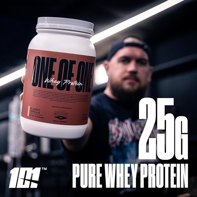 ONE OF ONE Whey Protein Powder – 25g Whey Protein Concentrate with Digestive Enzymes, Gluten Free, Low Carb, Post-Workout Recovery – Toasted Marshmallow Flavor, 2lb