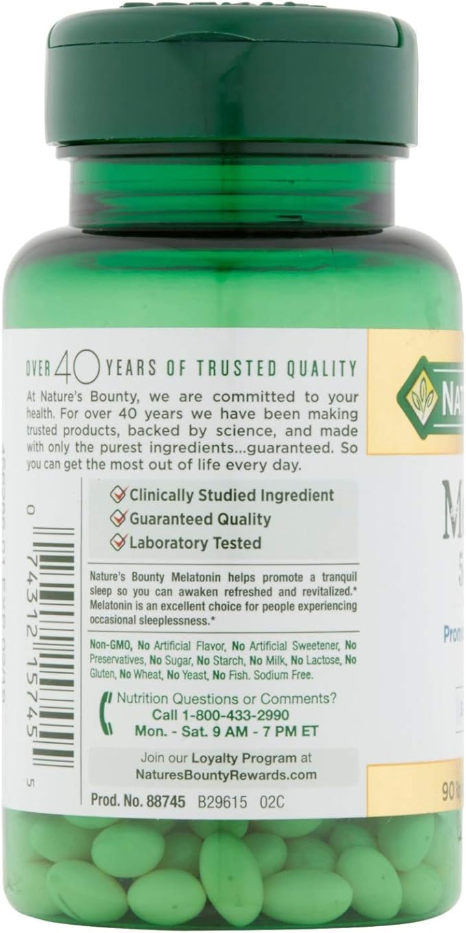 Nature's Bounty Super Strength Melatonin 5 mg Softgels 90 ea (Pack of 4)