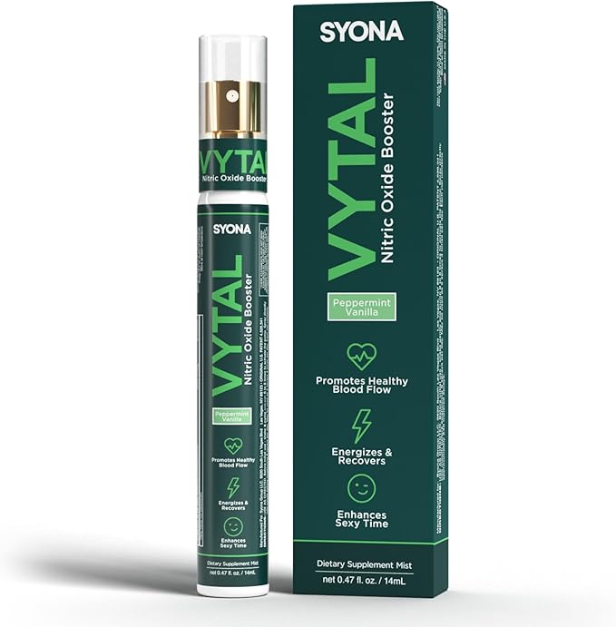 SYONA - VYTAL - Nitric Oxide Boosting Spray - Cardiovascular and Cognitive - Peppermint and Vanilla Flavor - B12, B3, L-Arginine - 14ml Pump Bottle