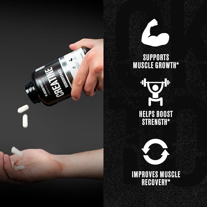 Jacked Factory Creatine Monohydrate Capsules - Creatine Pills for Muscle Growth, Increased Strength, Enhanced Energy Output and Improved Athletic Performance - 150 Capsules