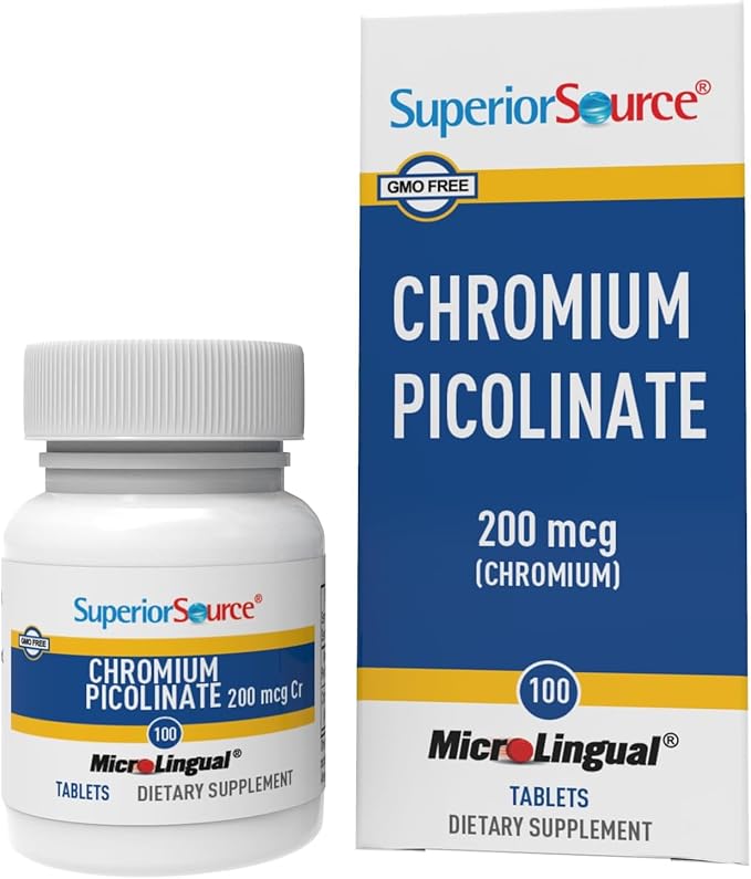 Superior Source Chromium Picolinate - Supplement for Women & Men - Supplement Formula Supports Healthy Sugar Metabolism - Mineral Supplement Aids Overall Health - 500 mcg, 50 Instant Dissolve Tablets