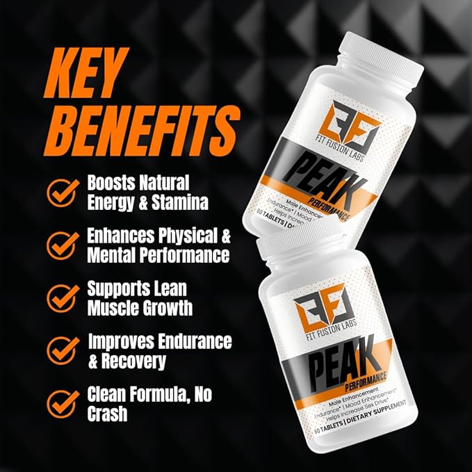 Peak Performance Natural Male Enhancement & Energy Booster – Tongkat Ali, Maca, Zinc & Ginseng – Supports Stamina, Strength & Recovery – 60 Tablets