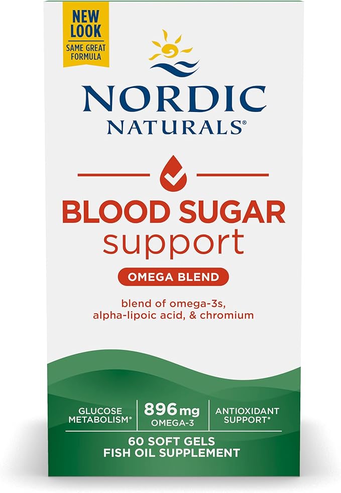 Nordic Naturals Omega Blood Sugar, Lemon - 60 Soft Gels - 896 mg Omega-3 + Alpha-Lipoic Acid & Chromium - Metabolism - Non-GMO - 30 Servings