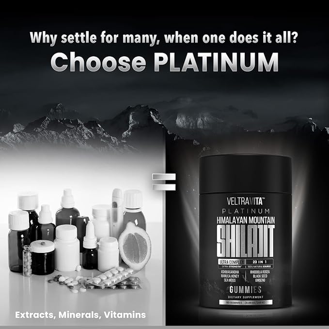 28000 mg, 23-in-1, Himalayan Shilajit for Men, Ashwagandha Gummies Platinum, Irish Sea Moss Gel, Black Seed Oil, Manuka Honey medical grade, Tongkat Ali, Rhodiola Rosea Supplement, No Sugar, Lab Test
