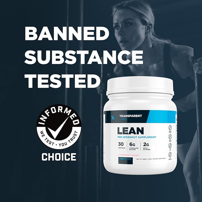 Transparent Labs Lean Pre-Workout - Body Recomposition Pre Workout for Men and Women with Acetyl L-Carnitine, Beta Alanine Powder, & PurCaf Organic Caffeine Powder - 30 Servings, Strawberry Lemonade