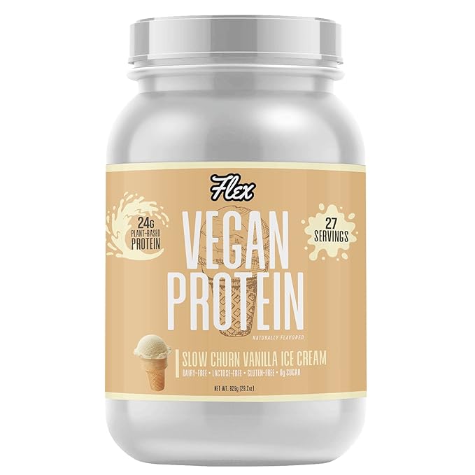 Plant Based Protein Powder, Slow Churn Vanilla Ice Cream | Vegan, Low Net Carbs, Non Dairy, Gluten Free, No Sugar Added | 1.8 Lb - 27 Servings