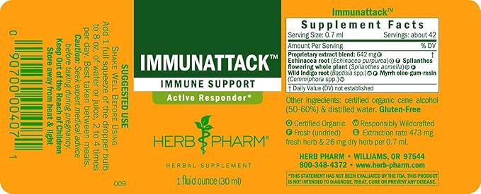 Herb Pharm Immunattack Liquid Herbal Formula for Immune System Support - 1 Ounce (FIMAT01) (Pack of 2)