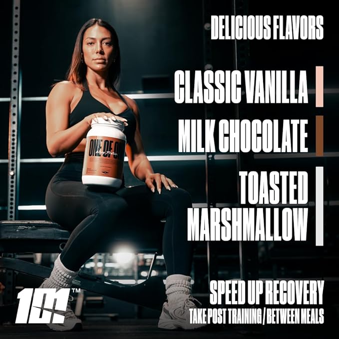 ONE OF ONE Whey Protein Powder – 25g Whey Protein Concentrate with Digestive Enzymes, Gluten Free, Low Carb, Post-Workout Recovery – Toasted Marshmallow Flavor, 2lb