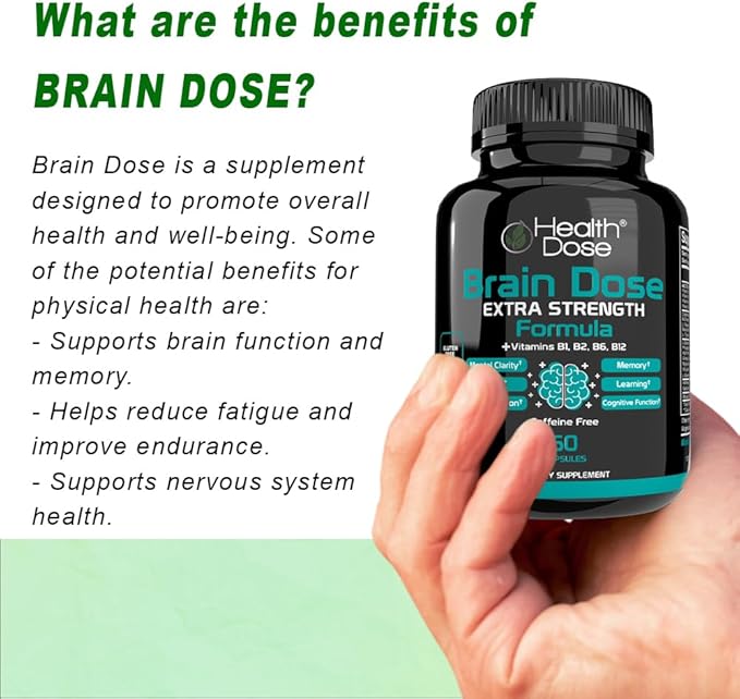 Brain Dose Premium Nootropics - Caffeine-Free Extra Strength Formula for Men & Women - Supports Brain Health, Cognitive Focus & Memory Retention, Pack of 5.