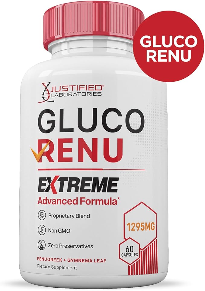 (5 Pack) Gluco Renu Extreme 1295MG Glyco Support Pills Advacned Formula Gluo Renew Glycogen Support Formulated with Turmeric Berberine Resveratrol Garlic Bitter Melon Milk Thistle 300 Capsules