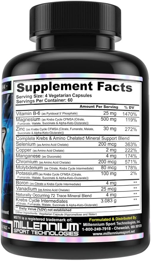 MST ZMK Nighttime, Multi Mineral Supplements, Zinc, Magnesium, Trace Minerals, ATP BSCG Certified, 240 V Capsules Millennium Sport Technologies