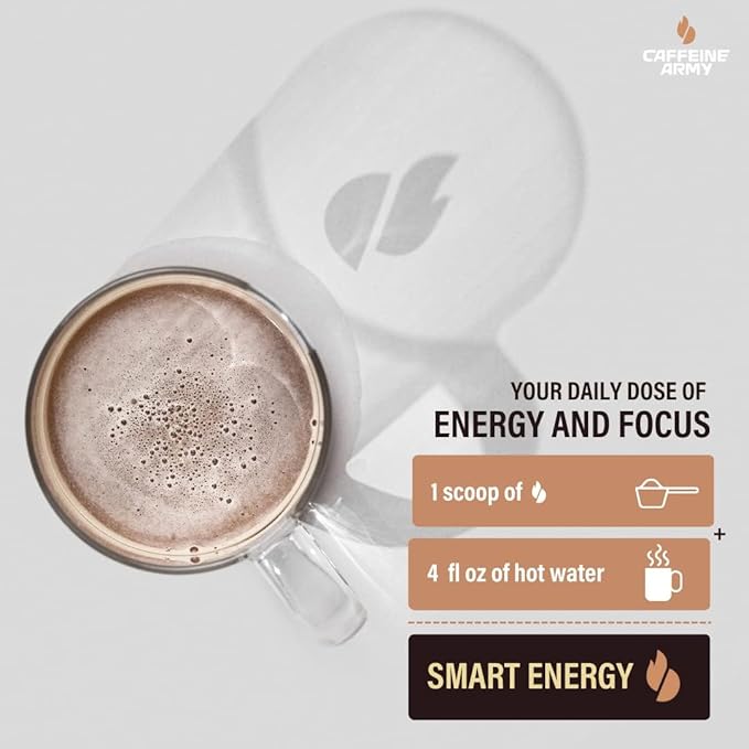 CAFFEINE ARMY Vanilla Latte | Comprehensive Functional Coffee with MCTs, CoQ10, Collagen and Adaptogens: Clean Energy + Supports Daily Attention, No Jitters or Crash (7.8 oz 22 Servings)