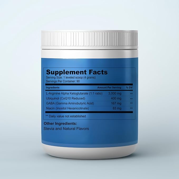 Simplesa Tremor Control, L-Arginine Alpha-Ketoglutarate Supplement, Includes GABA, Ubiquinol, and Niacin, 360g AAKG Powder Supplement, Supports Tremor Control, and Muscle Health