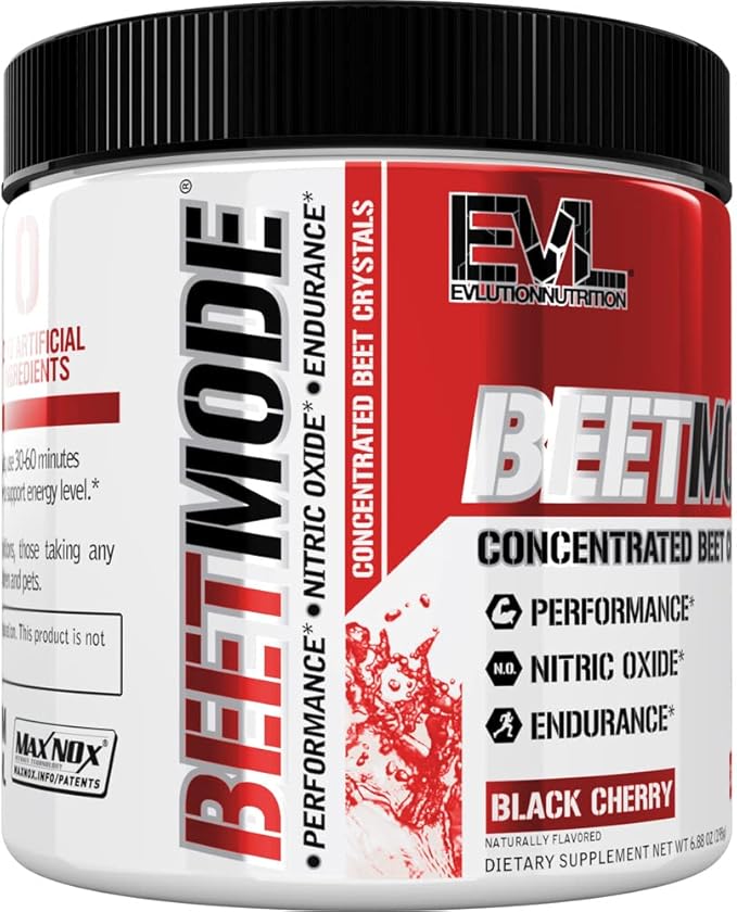 Evlution Nutrition BeetMode - Beet Root Powder - Nitric Oxide Booster - Black Cherry Flavor - Pre or Post-Workout Supplement for Enhanced Energy & Performance - Vegan & Gluten Free - 30 Servings