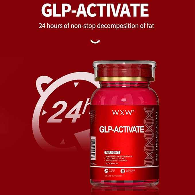 WXW GLP-1 Supplement for Women and Men, GLP-1 Activate with Akkermansia Muciniphila Probiotic, Lactobacillus GG - Support for Metabolism Curb Cravings Digestive & Gut Health, 30 Capsules