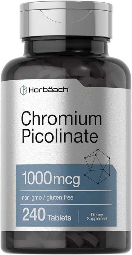 Horbaach Chromium Picolinate 1000mcg | 240 Tablets | Vegetarian Formula | Non-GMO, Gluten Free Supplement