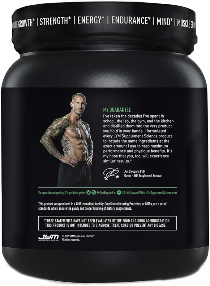 JYM Supplement Science Pre JYM Pineapple Strawberry Pre Workout Powder for Men & Women, BCAAs, Nootropics, Creatine HCI, Citrulline, Beta-Alanine, Betaine, Taurine, Huperzine, 30 Servings