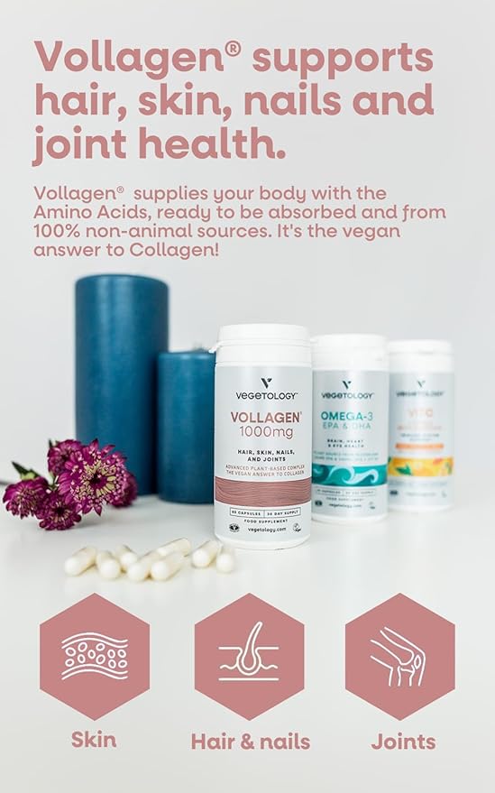 Vollagen Plant Based Complex – Plant Based Protein Alternative to Collagen – Amazing Hair Skin Nails Supplement – Delivers a Complex of Amino Acids (1000 mg - 60 Tablets)