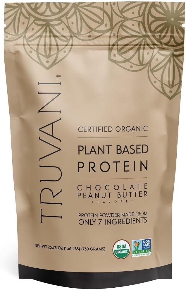 Truvani Vegan Pea Protein Powder | Chocolate Peanut Butter | 20g Organic Plant Based Protein | 20 Servings | Keto | Gluten & Dairy Free | Low Carb | No Added Sugar