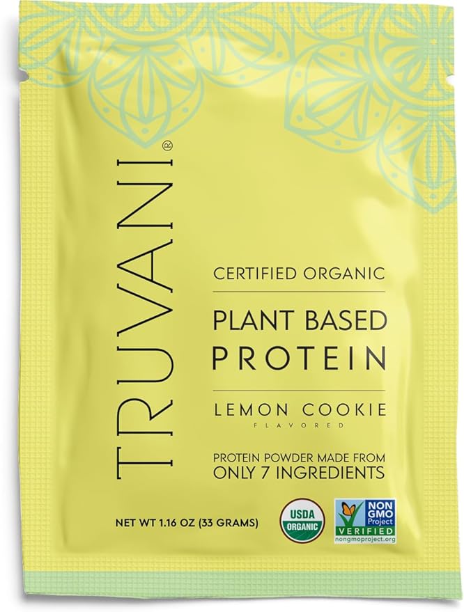Truvani Vegan Pea Protein Powder | Lemon Cookie | 20g Organic Plant Based Protein | 1 Serving | Keto | Gluten & Dairy Free | Low Carb | No Added Sugar