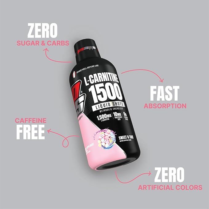 PROSUPPS L-Carnitine Liquid 1500, Stimulant-Free Liquid Shots for Men & Women - Clean Workout Drink for Energy, Performance & Muscle Recovery - No Sugar, No Carbs - 31 Servings, Sweet N-Tart