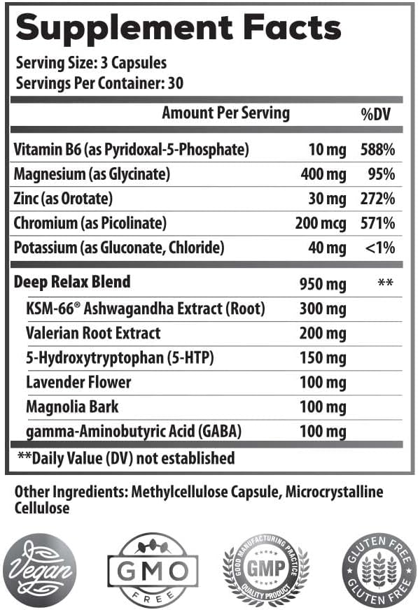 Ideal Infusion Nighttime Recovery & Deep Sleep Supplement: Relaxation and Stress Support - Magnesium Glycinate, KSM-66 (Melatonin Free) Muscle Cramp Relief, Vegan