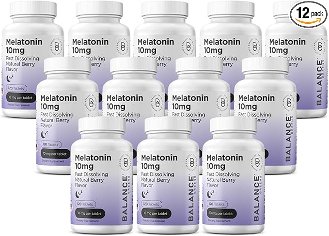 Balancebreens Melatonin 10mg Fast-Dissolve, 120 Tablets โ Natural Sleep Aid for Restful Nights, Drug-Free Support for Relaxation and Tranquility