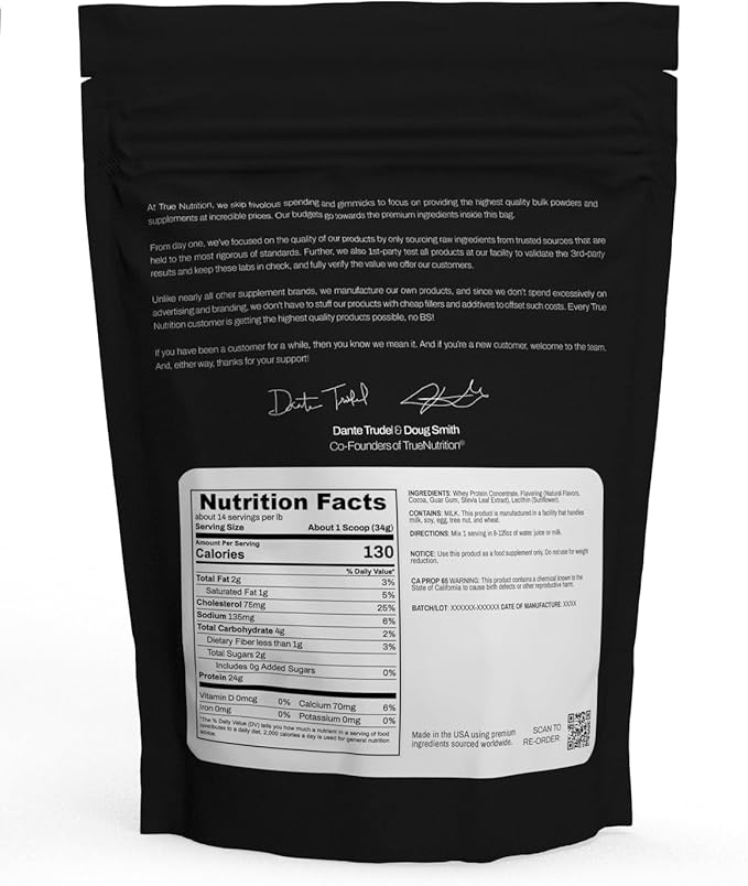True Nutrition - Whey Protein Concentrate - 100% Whey Protein Powder - Fast Acting Low Carb Powder with Essential Amino Acids - High in Leucine - Chocolate Fudge Brownie - 1lb.