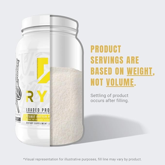 Ryse Loaded Protein Powder - Vanilla Peanut Butter - 25g Whey Protein Isolate & Concentrate with Prebiotic Fiber & MCTs - Low Carb, Low Sugar, Digestive-Friendly - 27 Servings / 2 lb Tub