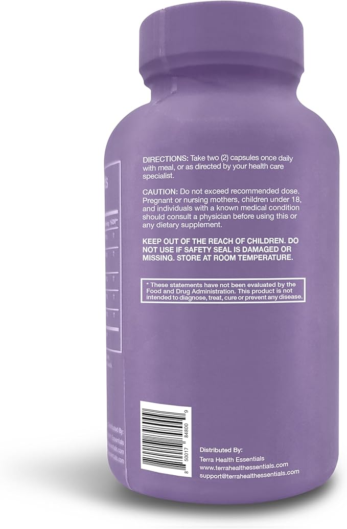 Terra Health Essentials Advanced Probiotics | 50 Billion CFU | Reduce Bloating & Gas, Immune Support | 30-Day Supply (60 Capsules)