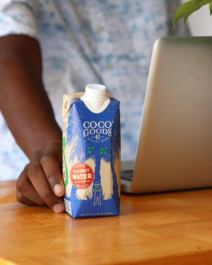CocoGoodsCo Vietnam Single-Origin 100% Natural Coconut Water, Non-GMO, Never from Concentrate (16.9 fl. oz, 12 pack)