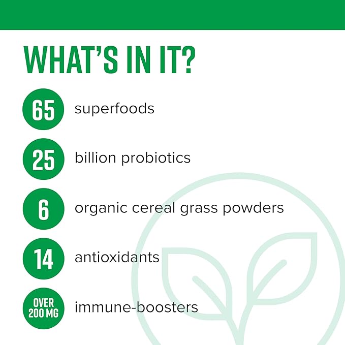 Vibrant Health, Green Vibrance, Includes 65 Plant-Based Superfoods, 25 Billion Probiotics, Fiber, Adaptogens & Enzymes, 30 Servings
